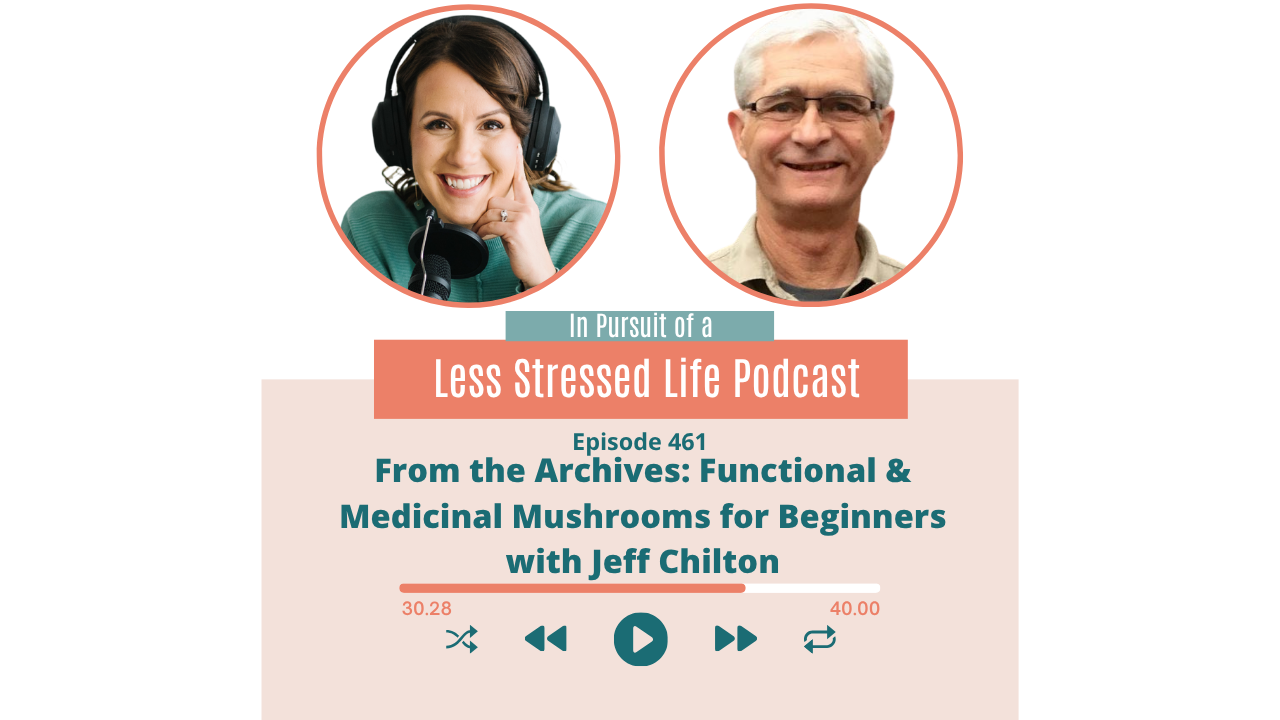 Podcast cover art featuring Christa Biegler and Jeff Chilton: Episode 461 From the Archives: Functional & Medicinal Mushrooms for Beginners with Jeff Chilton