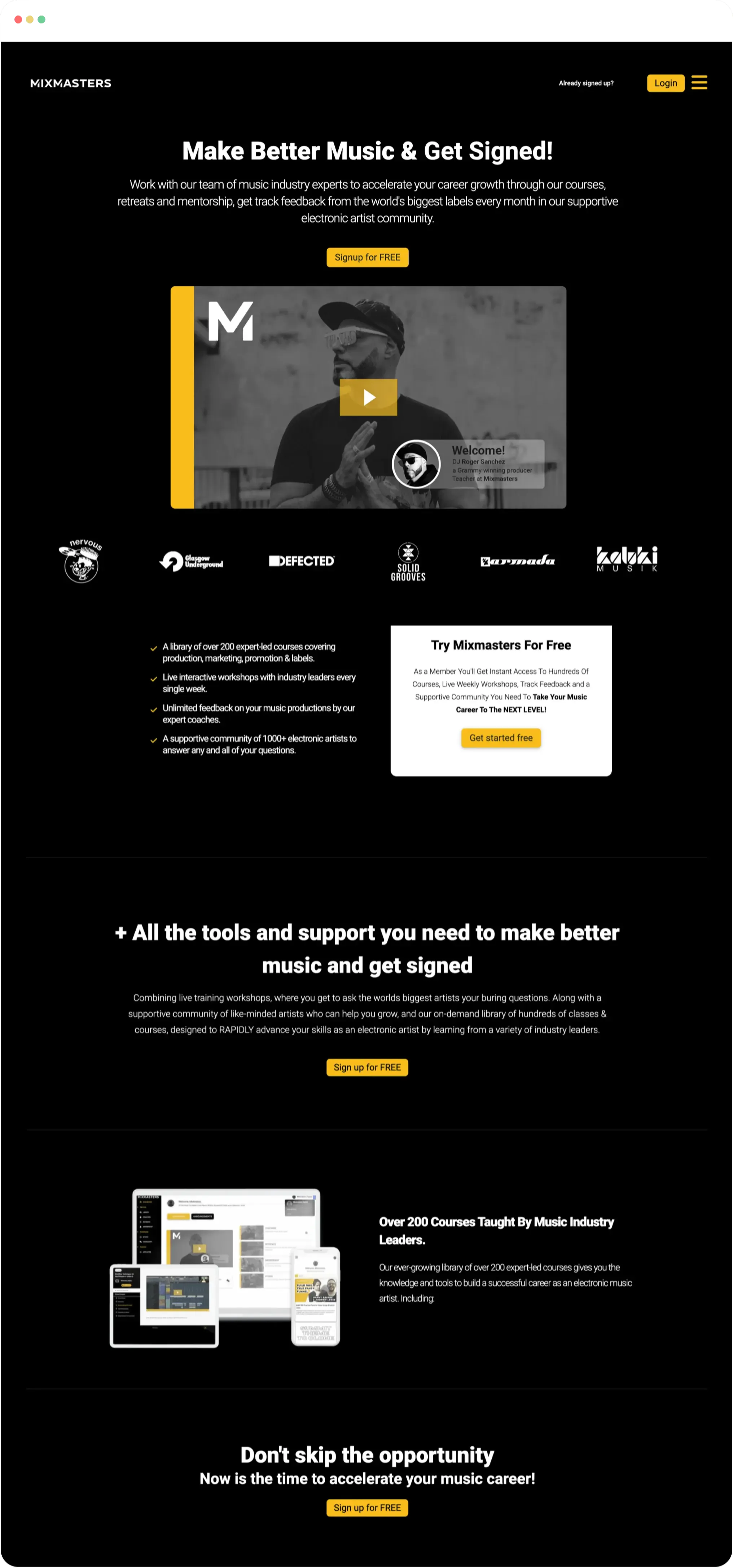 Website & mobile design London | Landing page of the electronic music brand