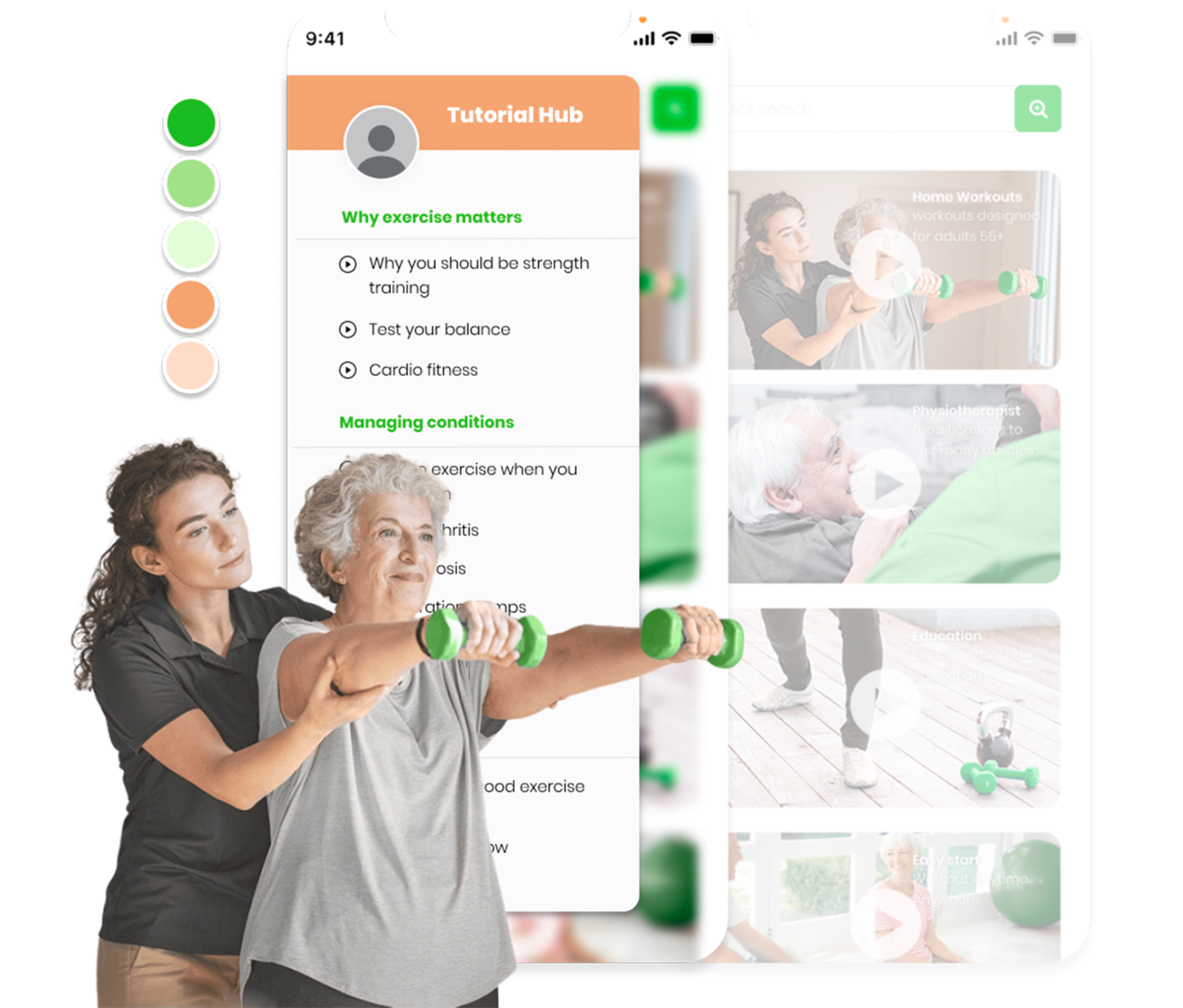 Mobile design of the dashboard for online physiotherapy brand