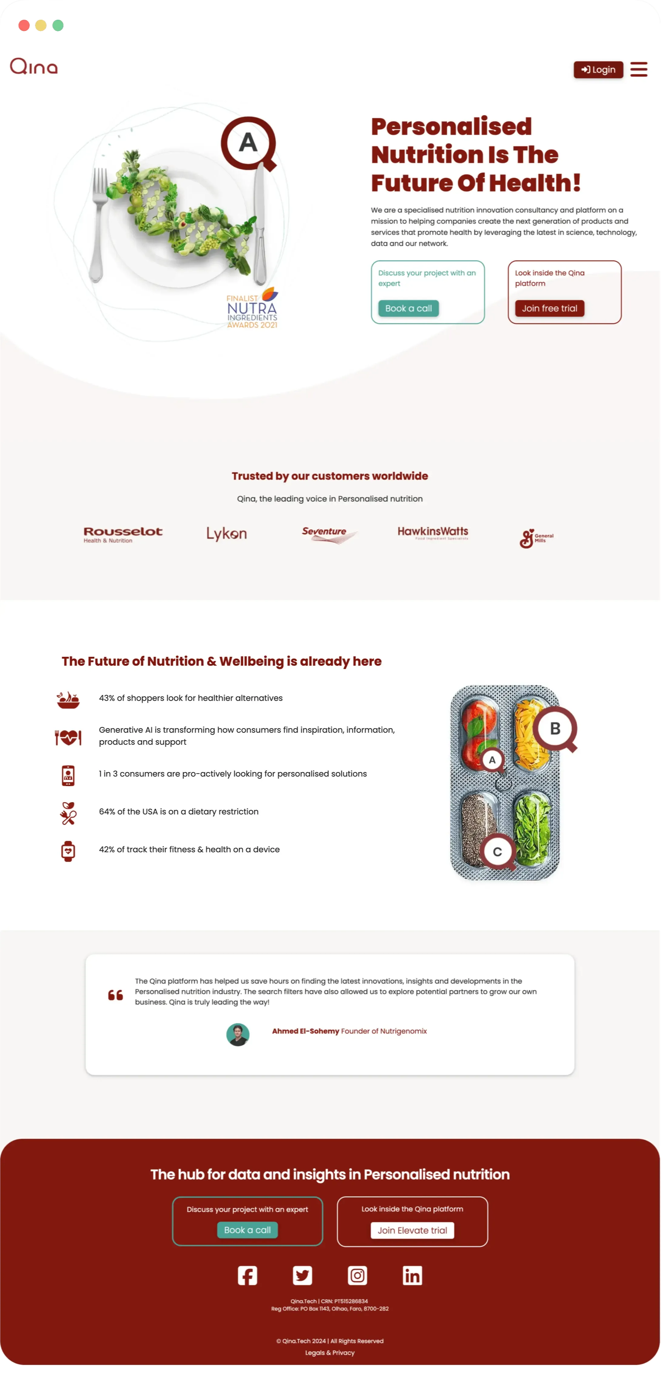 Website & mobile design London | Sales page of personalised nutrition brand