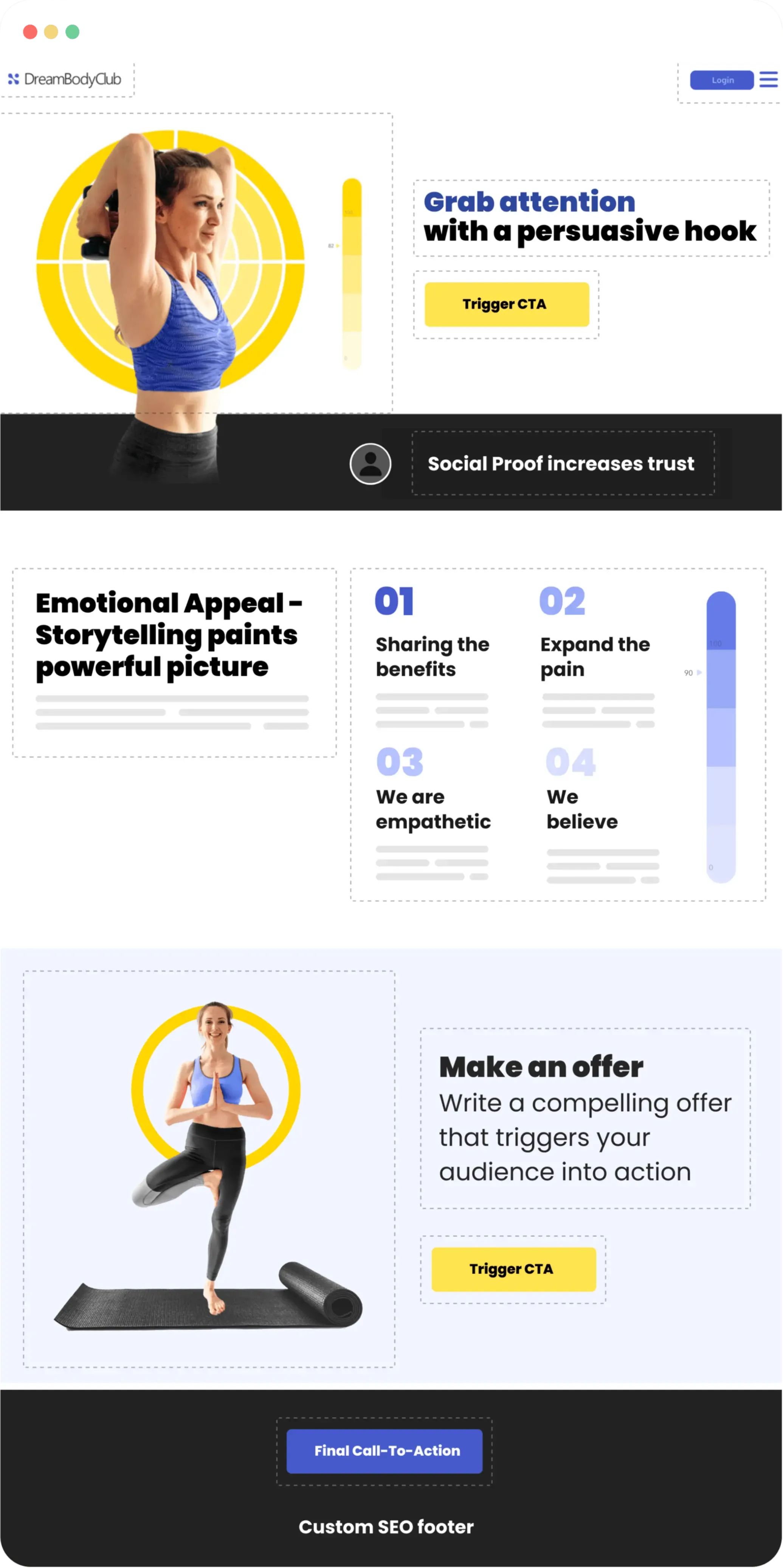 Website & mobile design London | Prototype of the landing page for fitness brand
