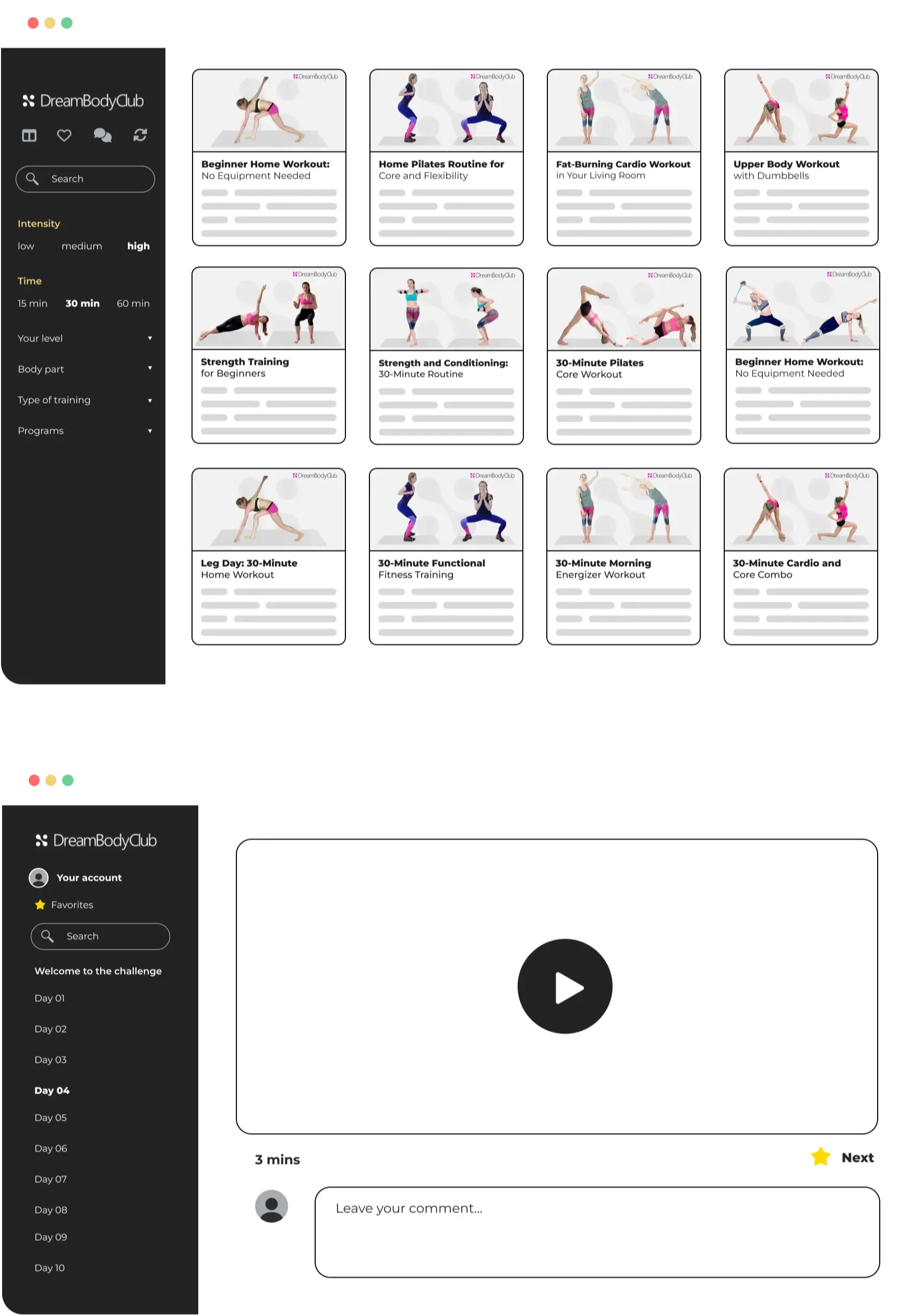 Website & mobile design London | Prototype of the marketplace for fitness brand