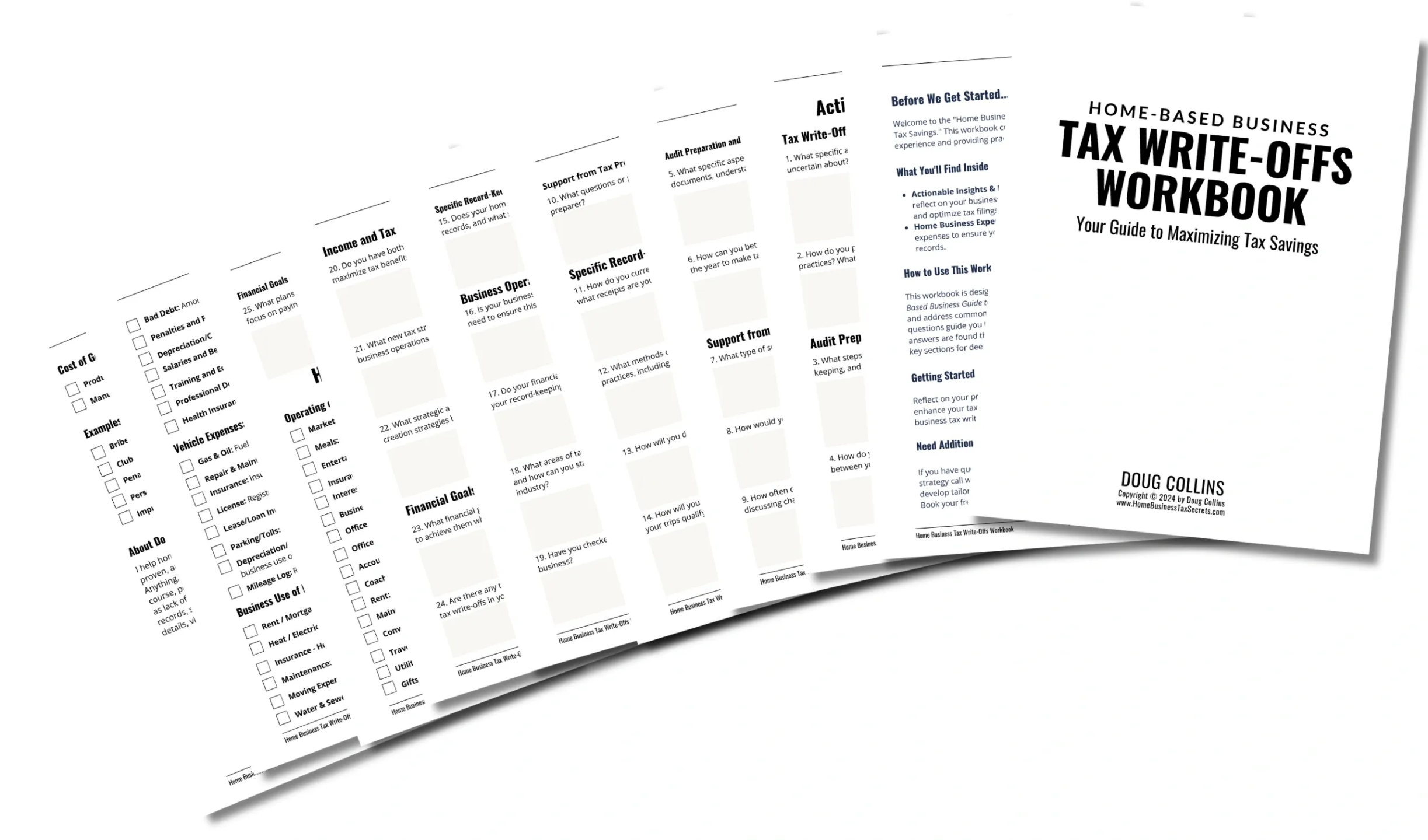 Home-based business tax write-offs workbook for tracking expenses, deductions, and tax-saving opportunities