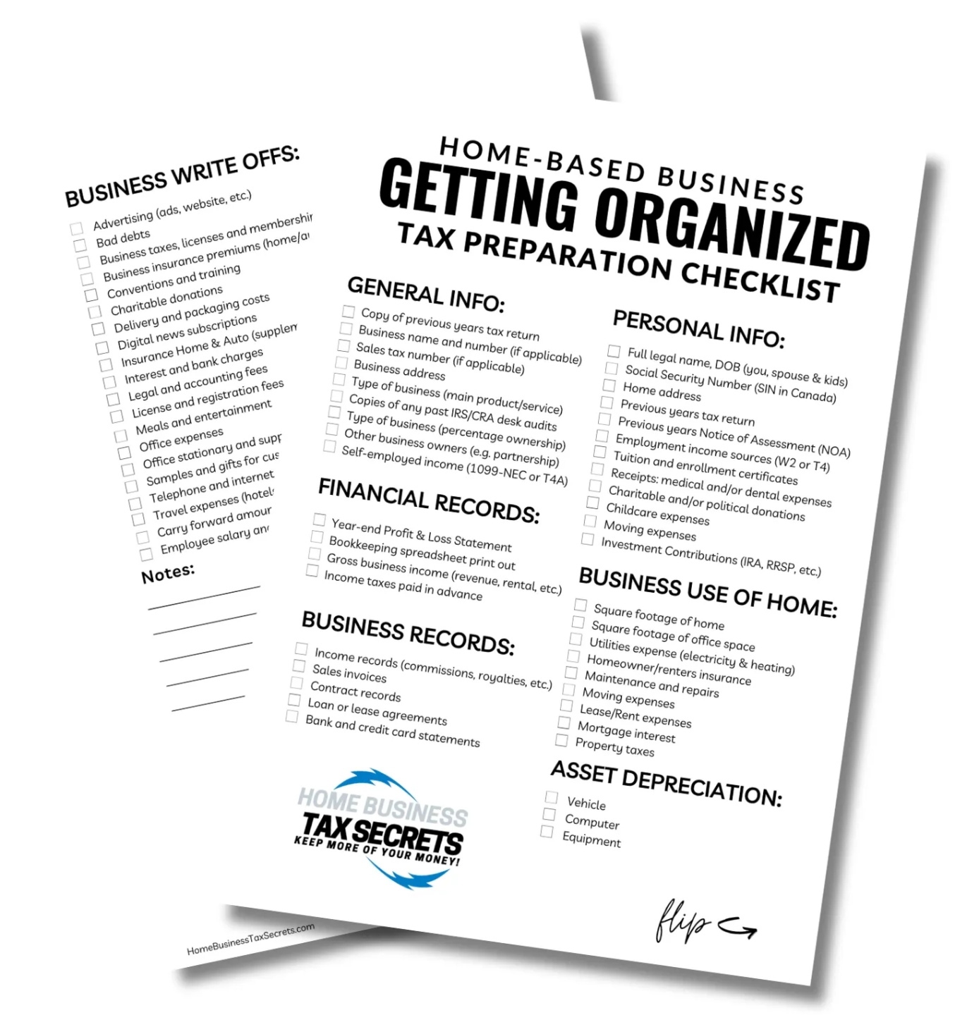 Home-Based Business Getting Organized Tax Preparation Checklist Home-based business tax preparation checklist for organizing business records and write-offs