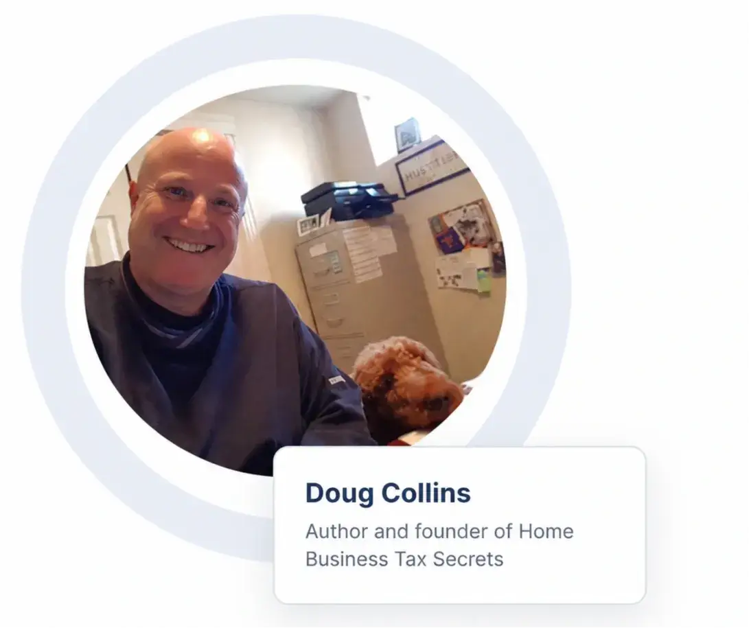 Doug Collins, founder of Home Business Tax Secrets, in his home office.