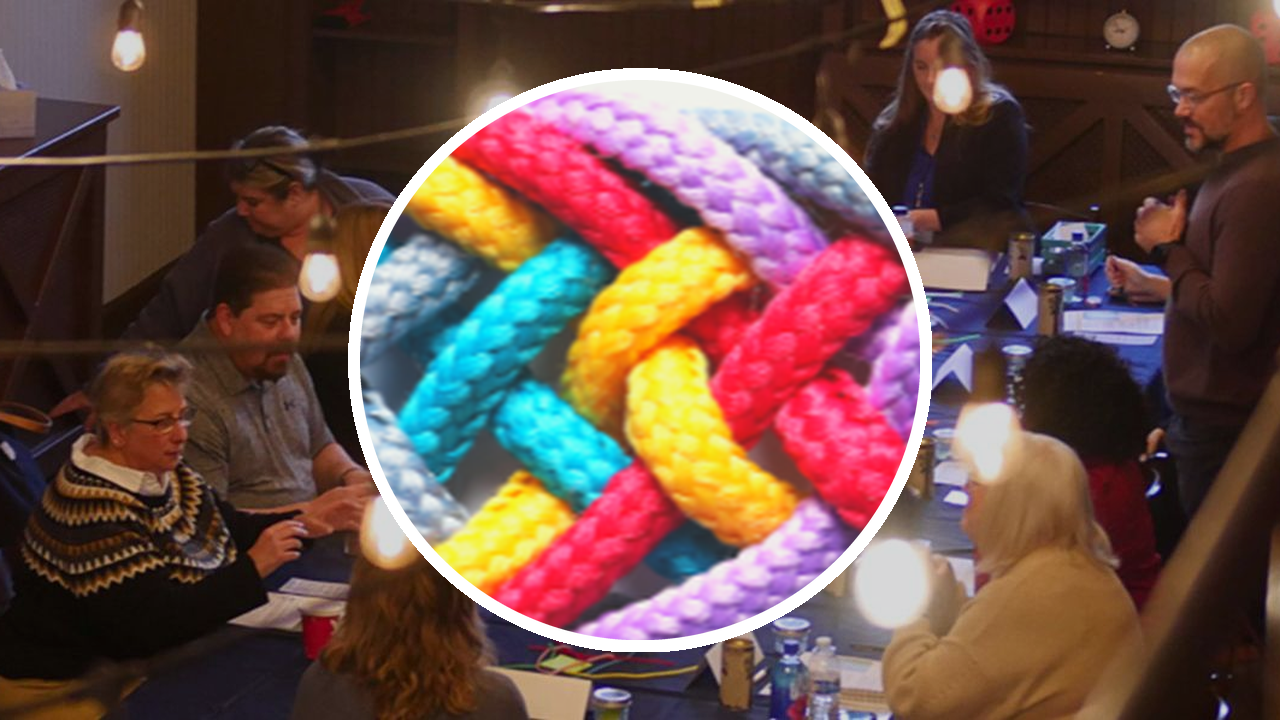 Colorful braided ropes forming one strand, representing DillonMarcus' The Wisdom of WE™ unity training module