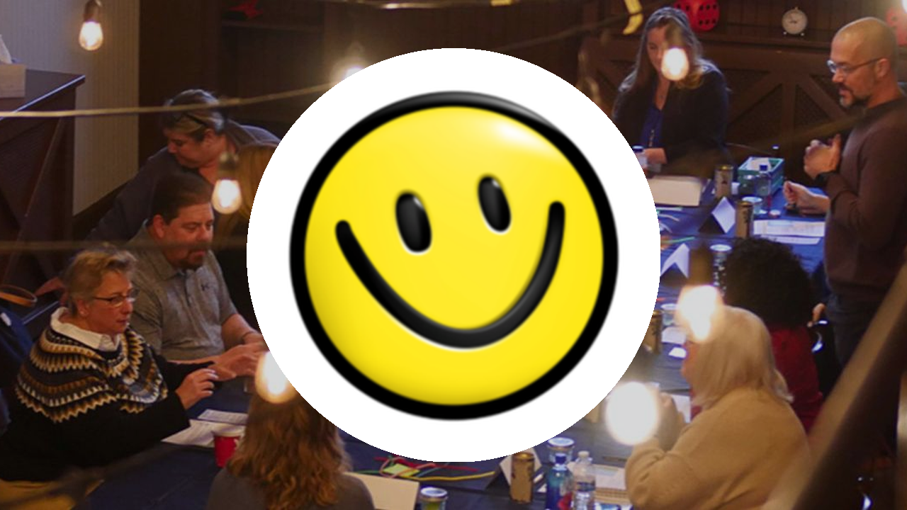 Icon showing a stressed face turning into a calm, smiling face, representing DillonMarcus' Spot-It™ & Drop It stress management module