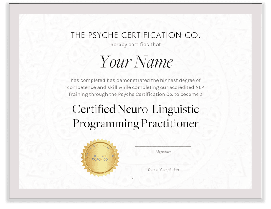 Certified NLP Practitioner certificate