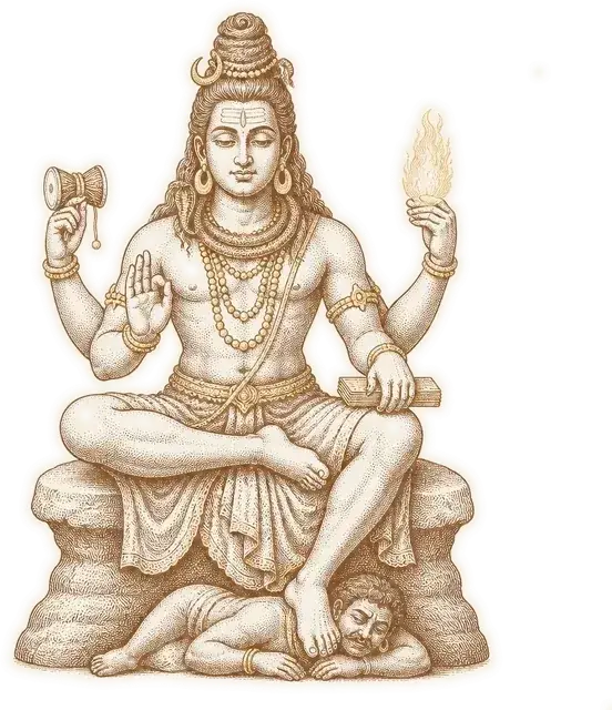 Dakṣiṇāmūrti, grabado punteado