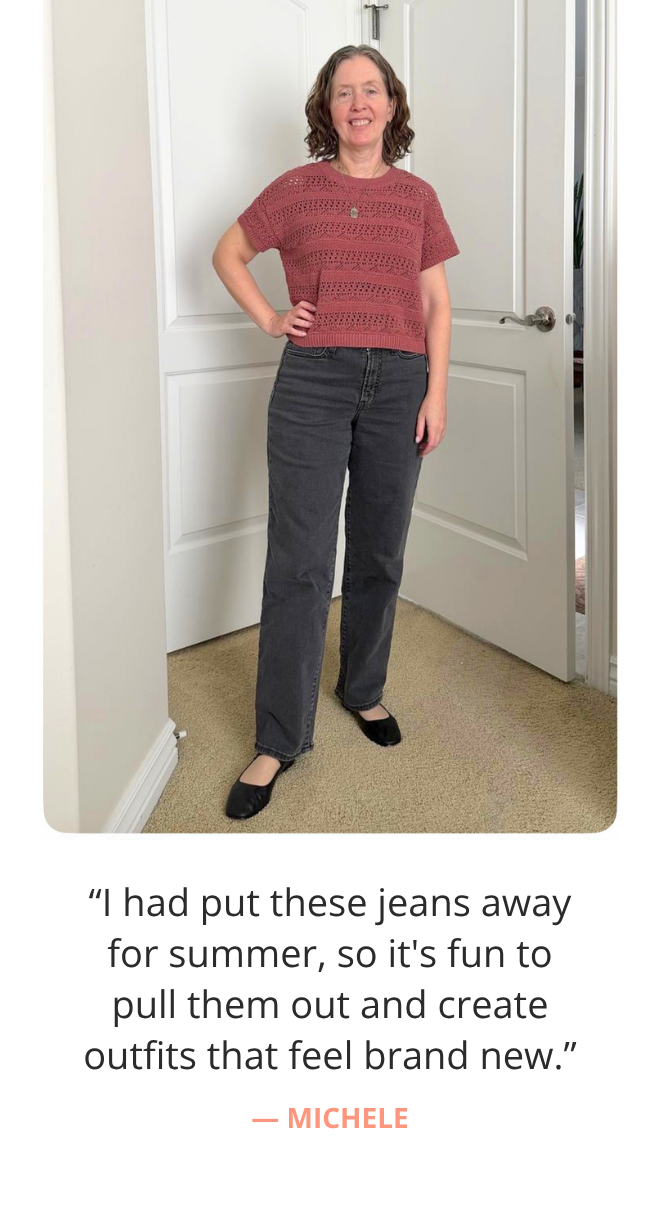 Michele, a Style Club member, shares her outfit and what she loves about it