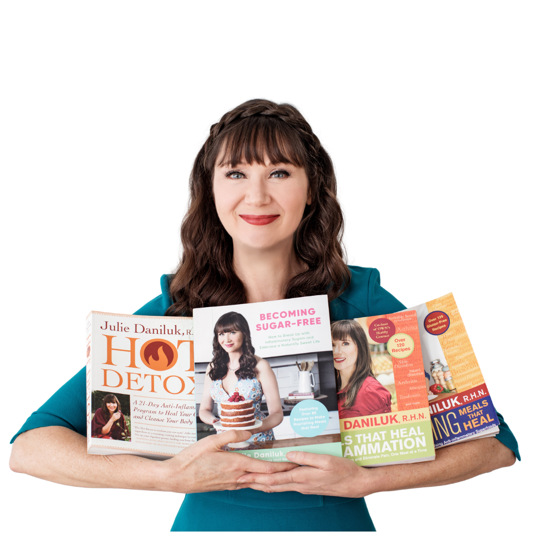 Julie Daniluk pictured with her four published books