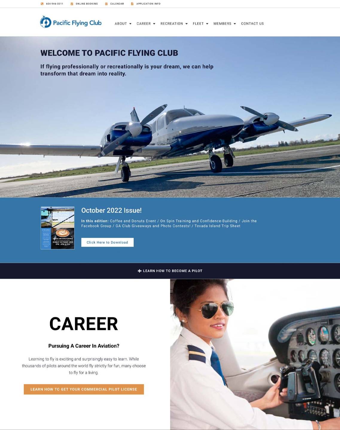 The Pacific Flying Club website