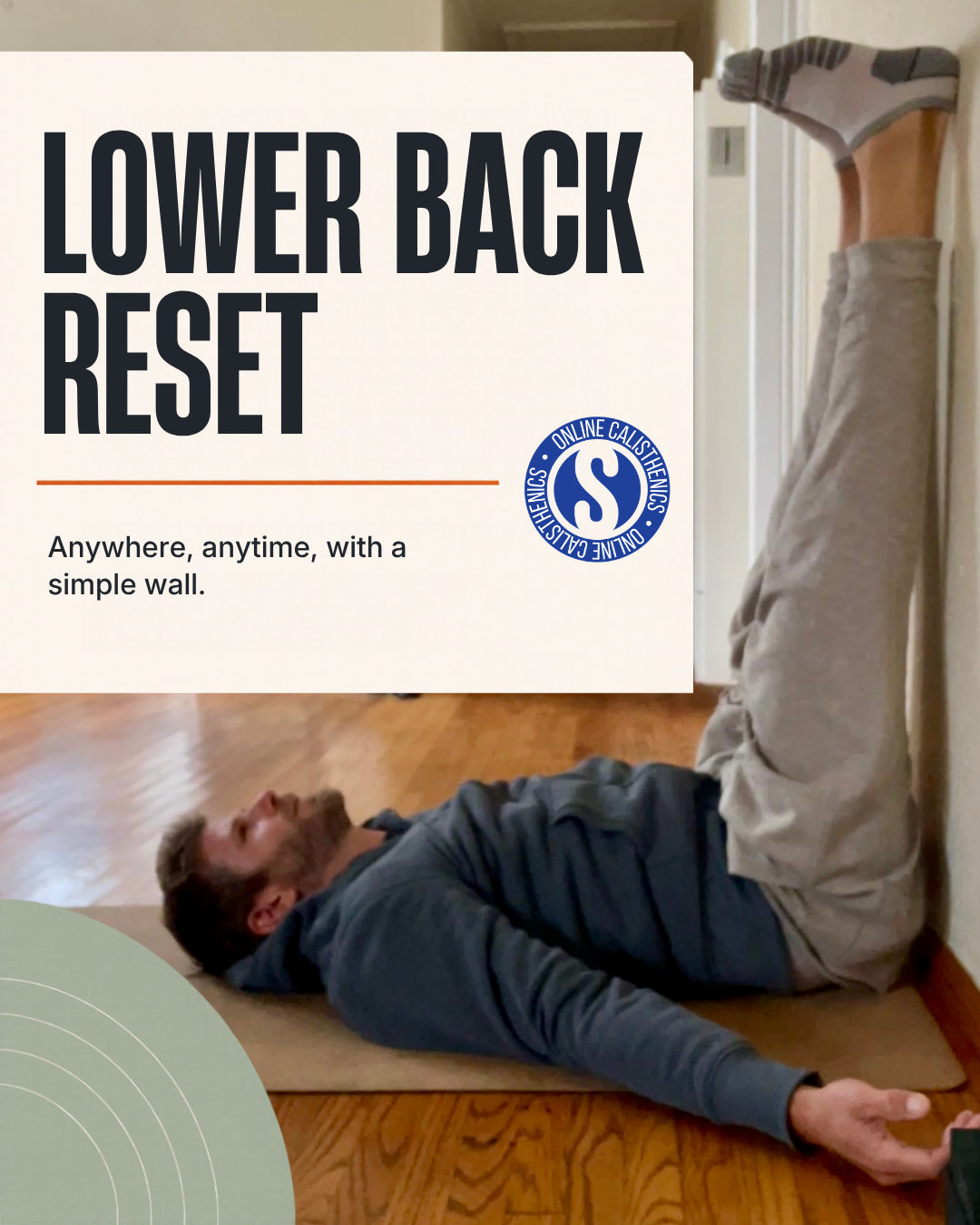 Legs-against-wall mobility position from The Lower Back Reset hero photo