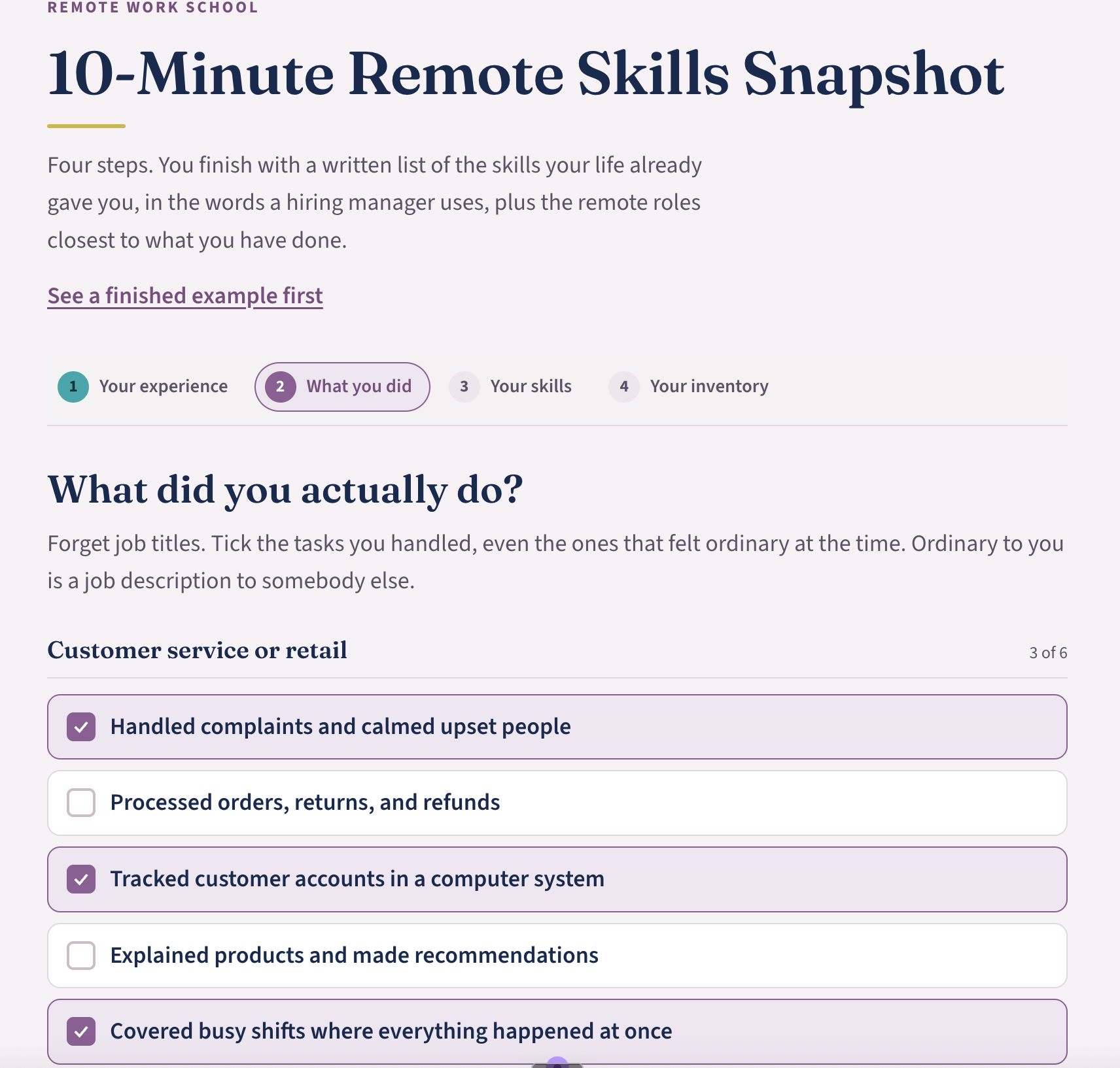 Step two, ticking the real tasks you handled
