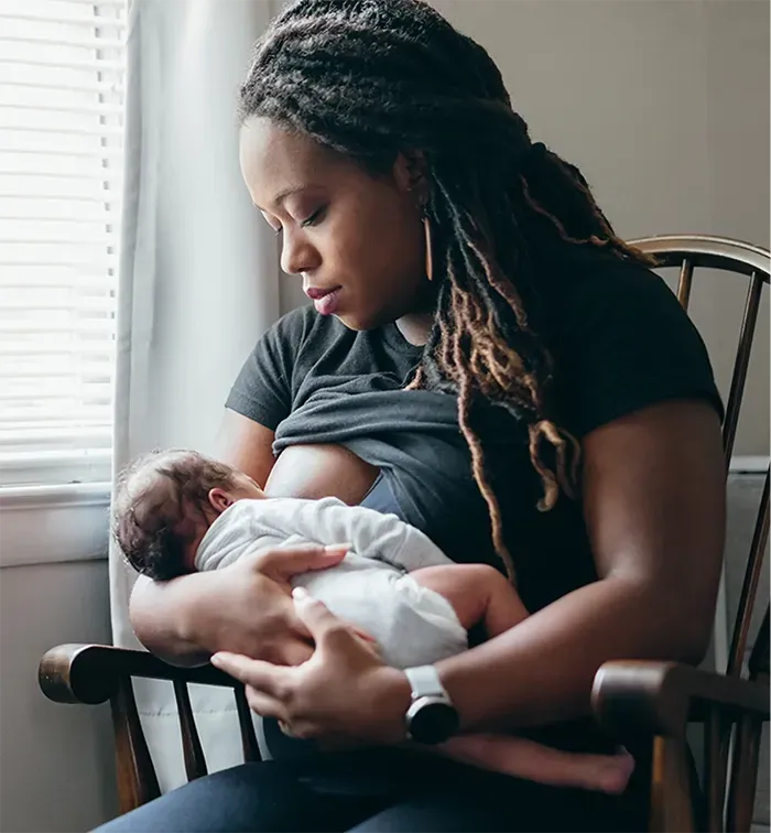 African American woman breastfeeding