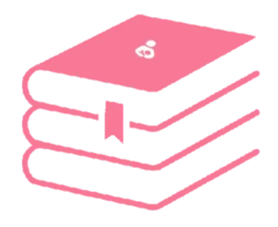 A stack of books icon in hot pink
