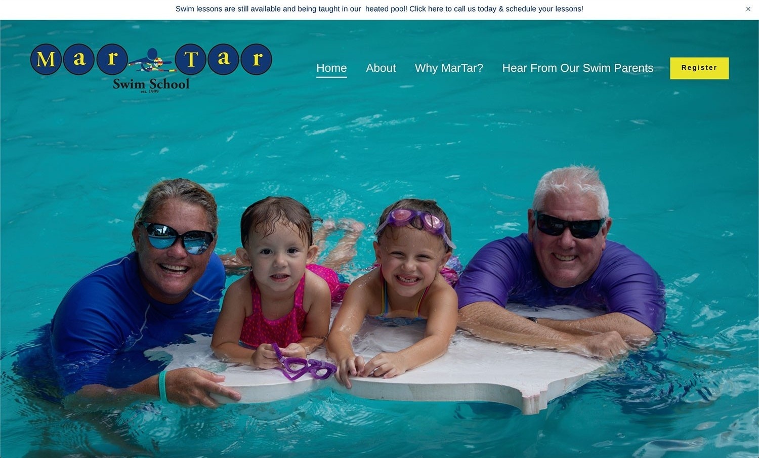MarTar Swim School Website Built on SquareSpace 
