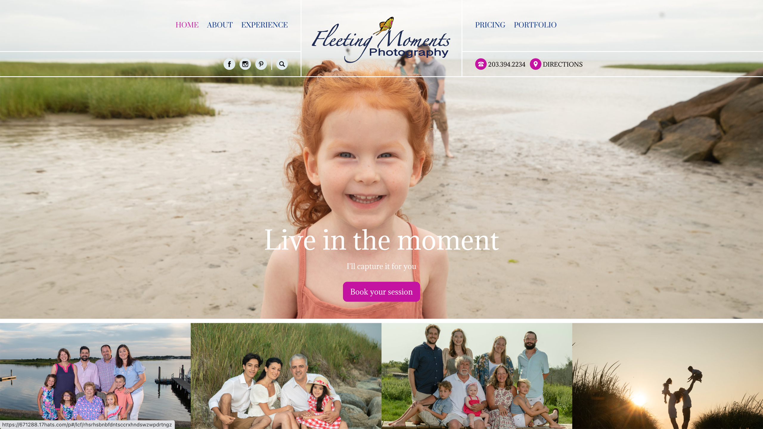 Web Design and Content Done for Fleeting Moments Photography