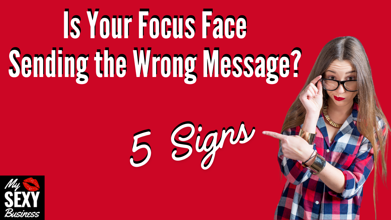 Is Your Focus Face Sending The Wrong Message? 5 Signs - Image of a woman giving shade with her hand pointing left