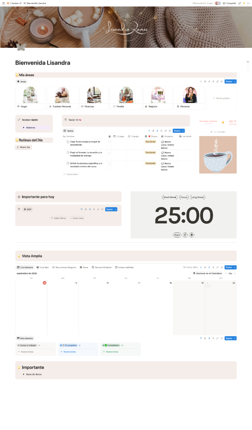 Sistema personalizado de planificación y productividad en Notion