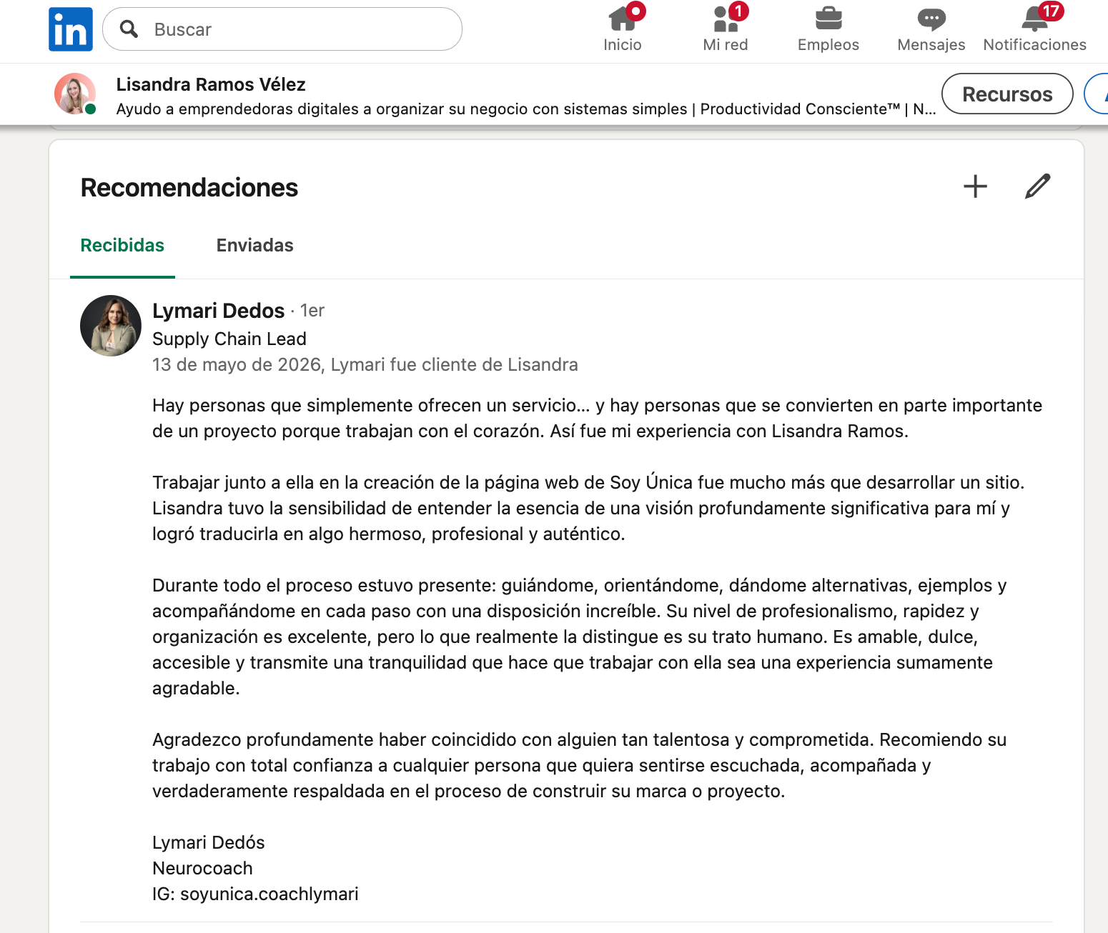 Testimonio para Lisandra Ramos