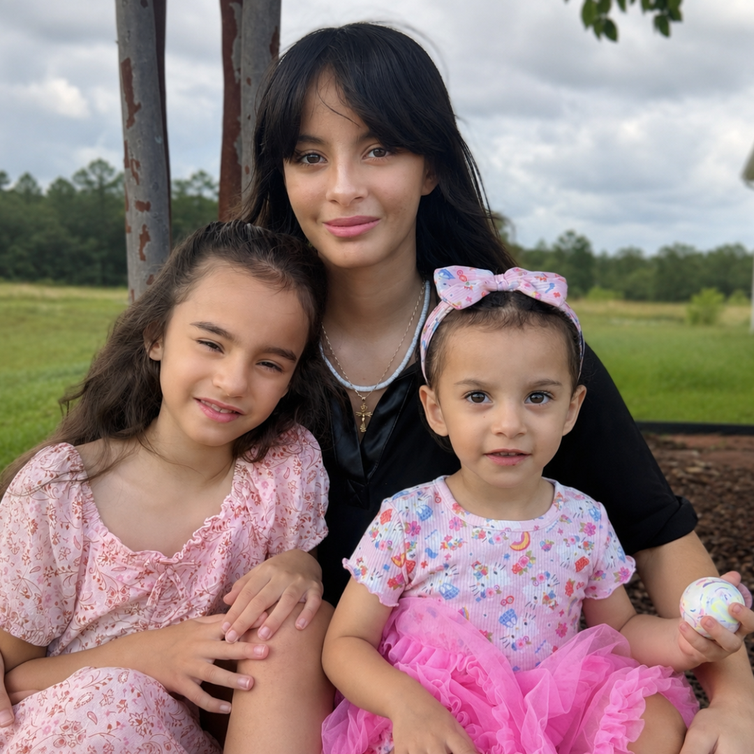 Lisandra junto a sus hijas