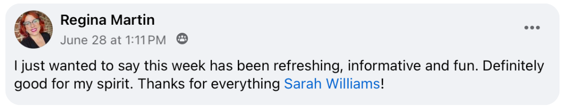 “Sarah is the best coach and her teaching style and the information she provides is always above and beyond…I know with her programs my business is going to be a success. Love the energy … and how supportive her students are together, too! 🩷” - Vicki L 
