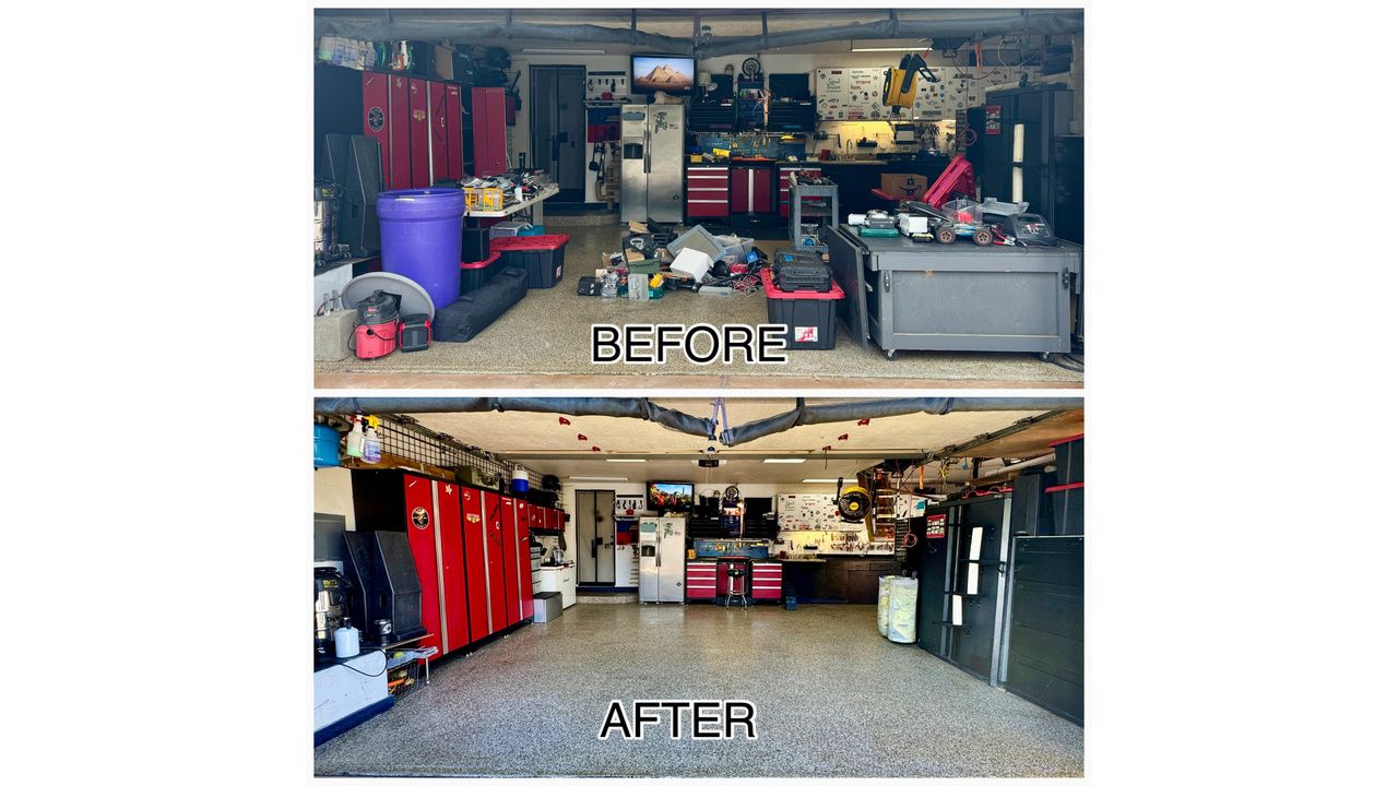 Father’s Day garage gift in San Diego from Clean Garage Crew showing a garage transformation.