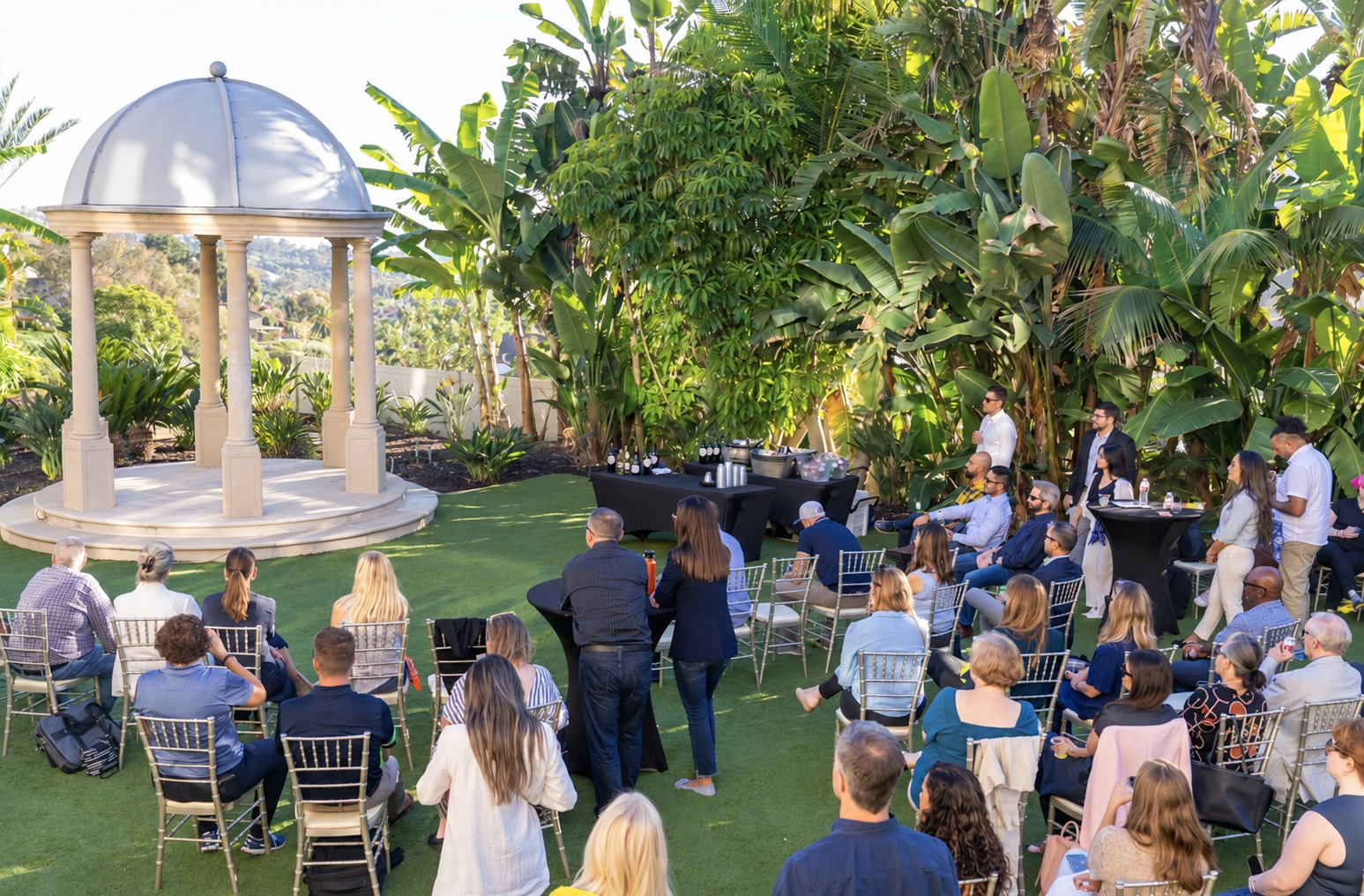Leadership group attending an outdoor corporate offsite