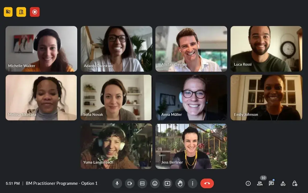 Biomimicry Practitioner learners on a cohort call