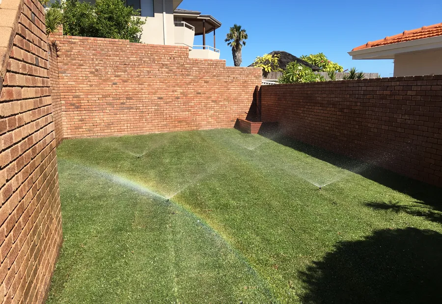 Finished courtyard lawn and garden reticulation