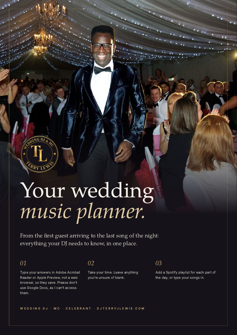 Cover of the free Wedding Music Planner by Terry J Lewis