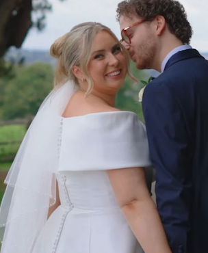 Lucy and Alessio on their wedding day at Gaynes Park
