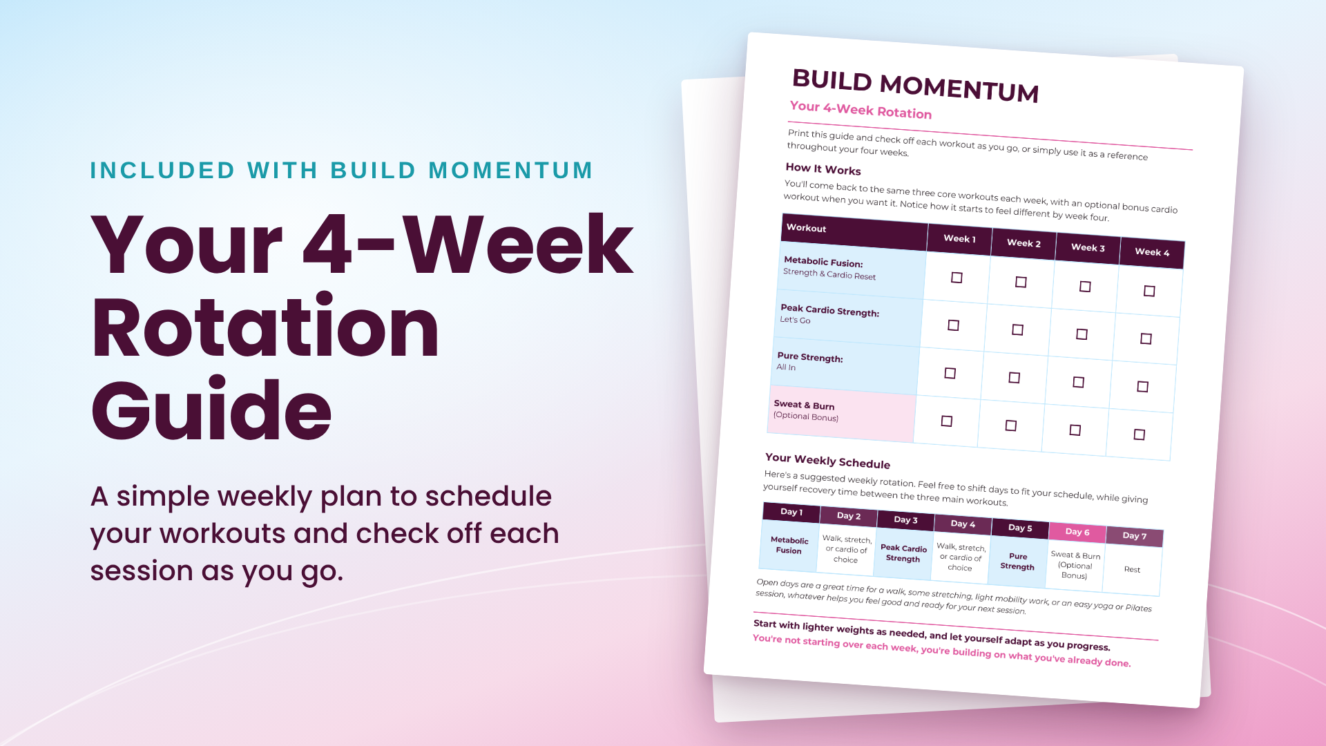 Your 4-Week Rotation Guide, included with Build Momentum