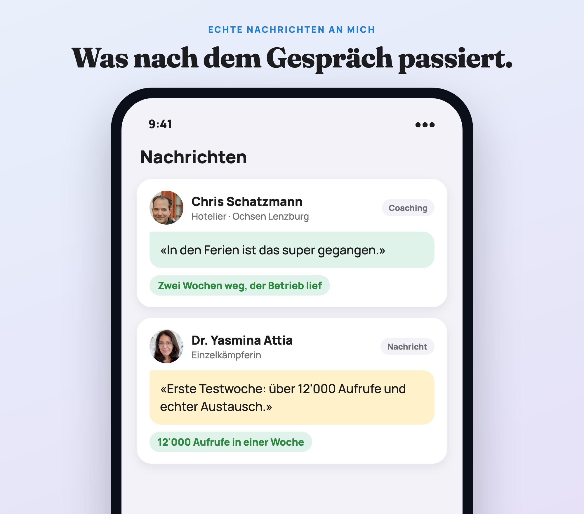 Echte Nachrichten an Alex von Chris Schatzmann und Dr. Yasmina Attia