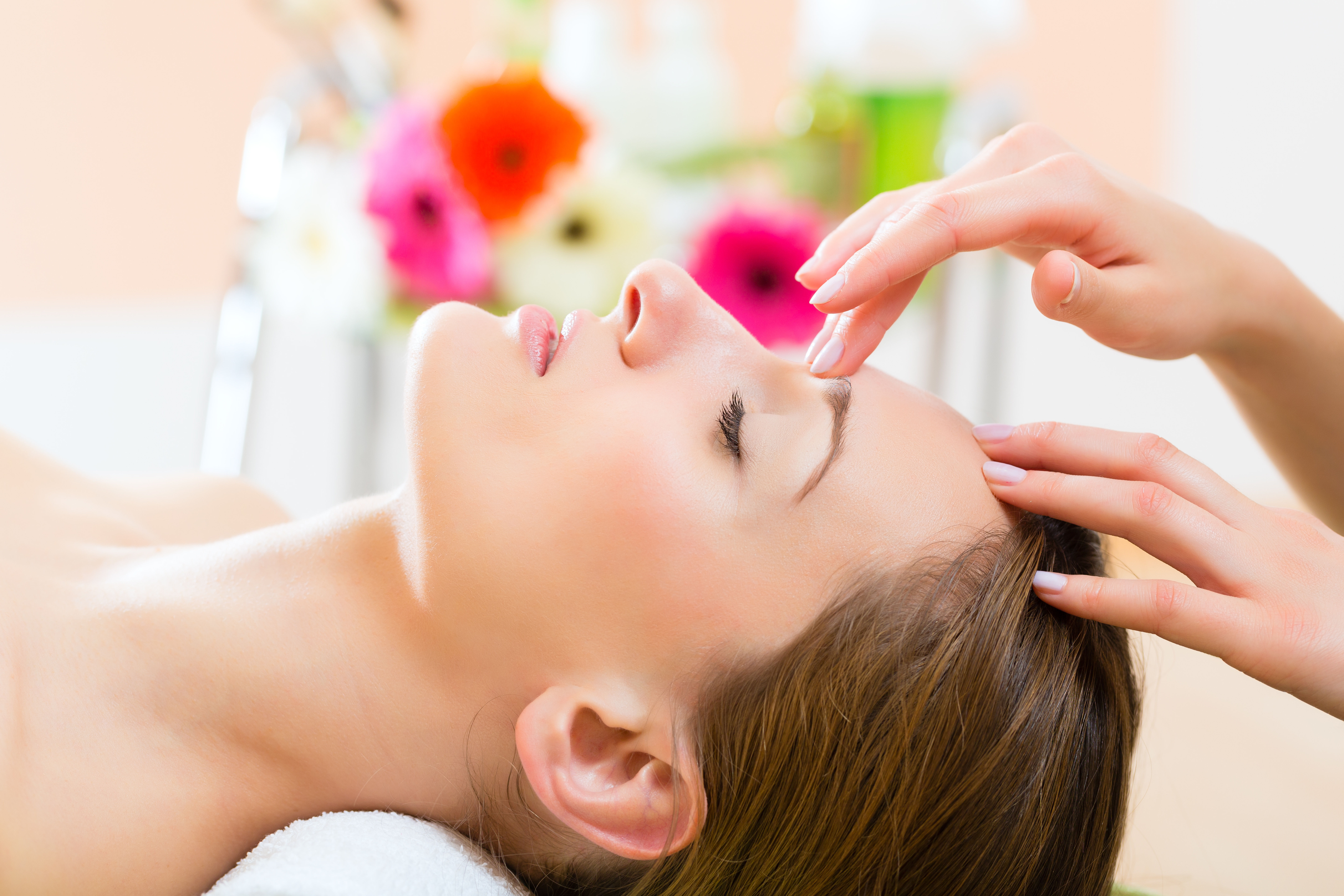 A facial treatment in progress