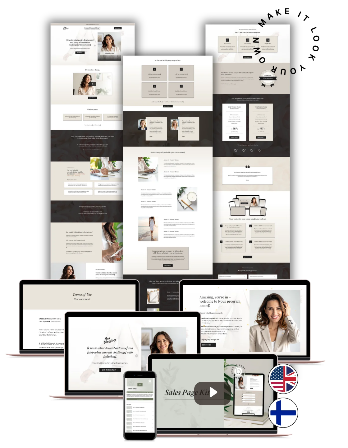 kajabi sales page template kit