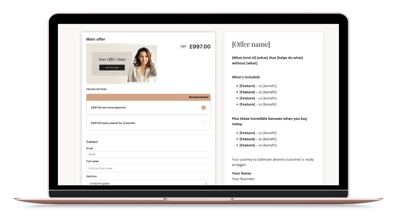 Kajabi checkout page design