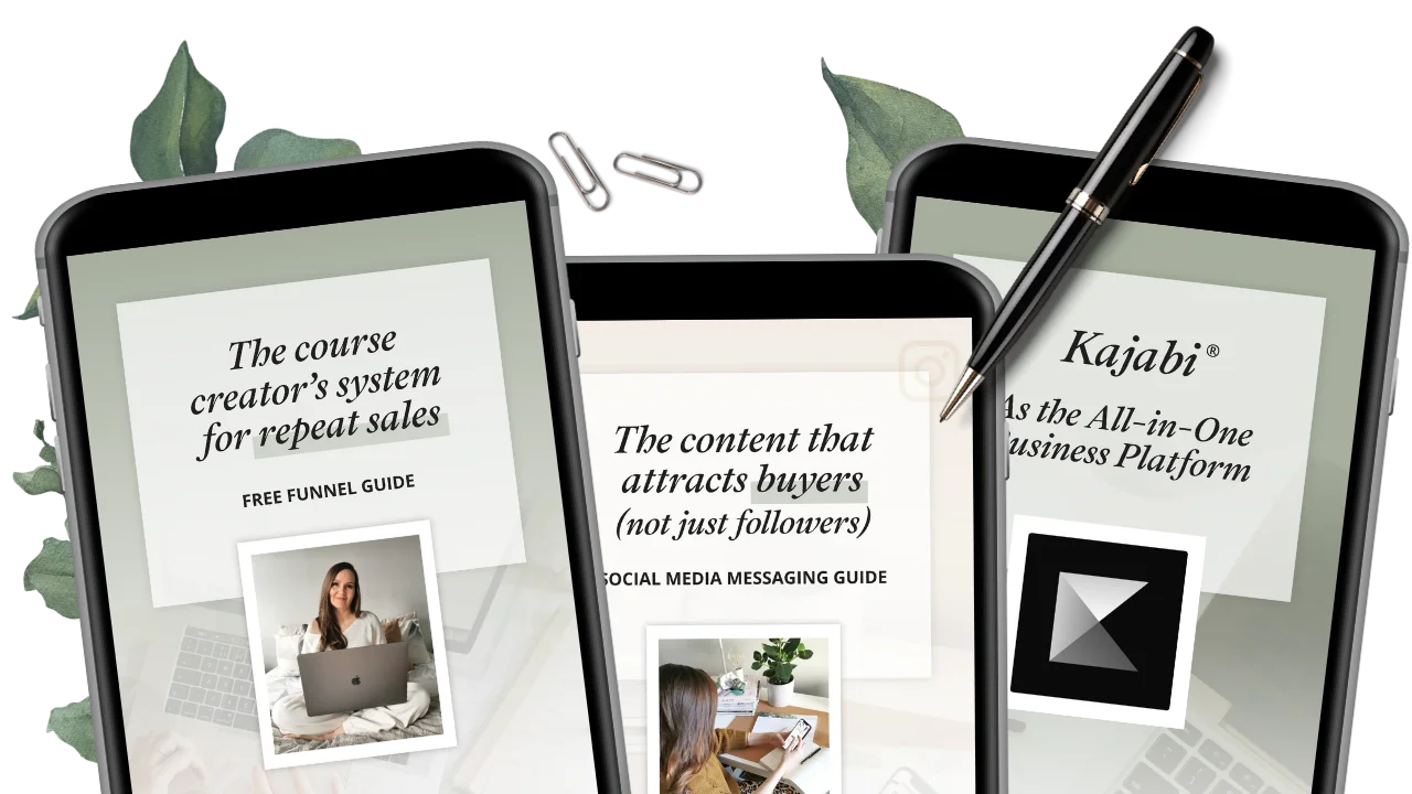 Kajabi course creator's resources on screens