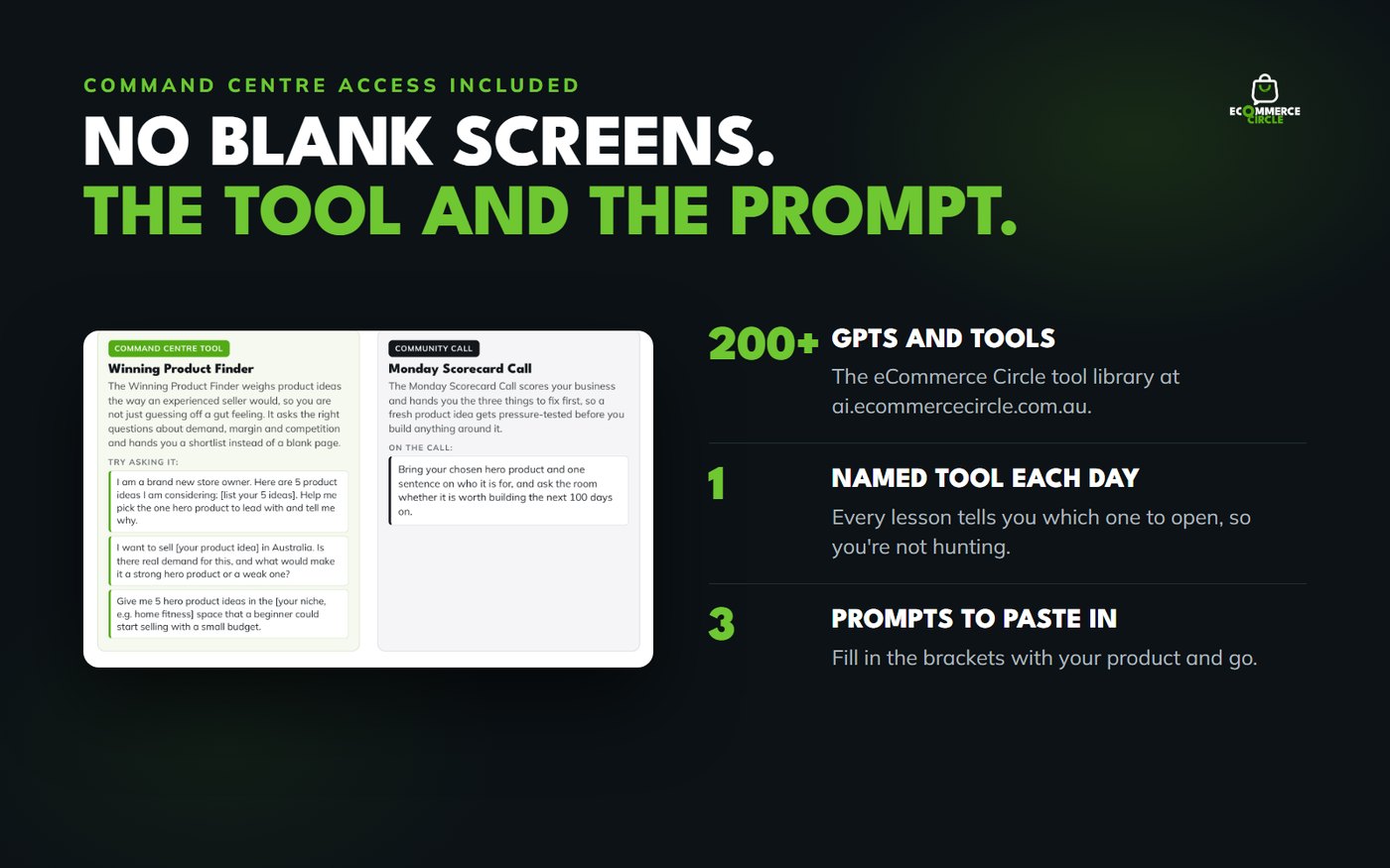 The Command Centre tool and prompts from Day 1
