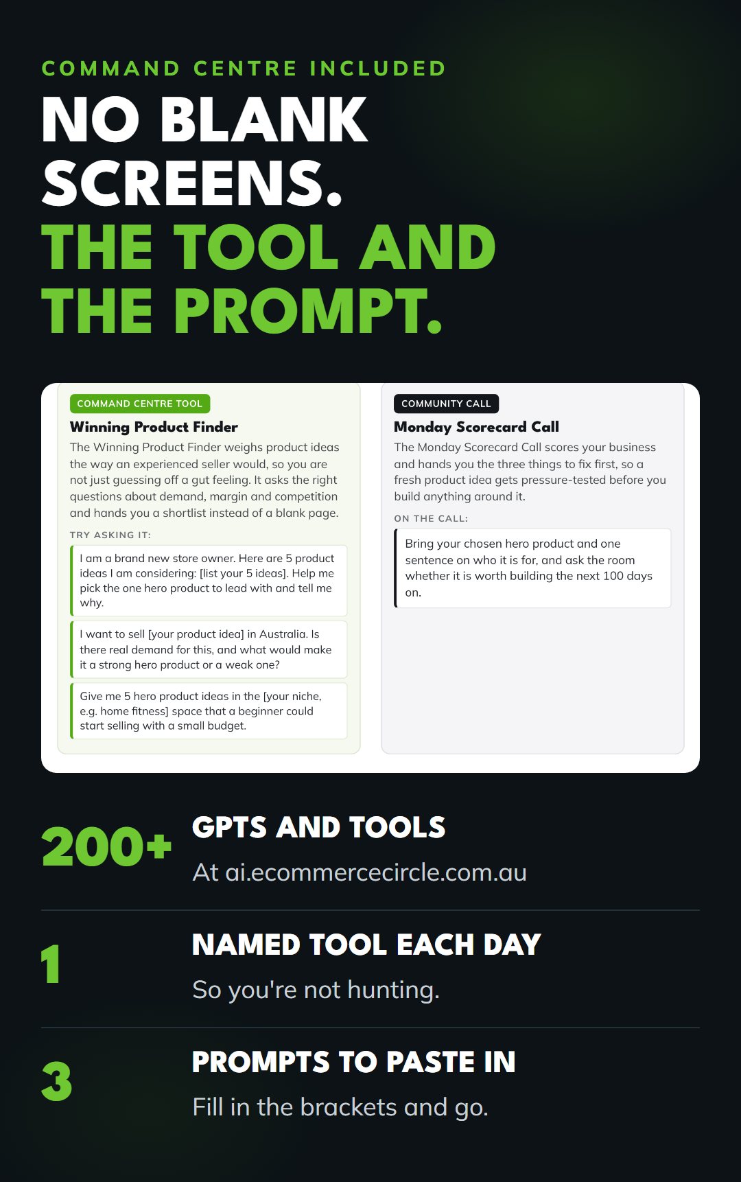 The Command Centre tool and prompts from Day 1