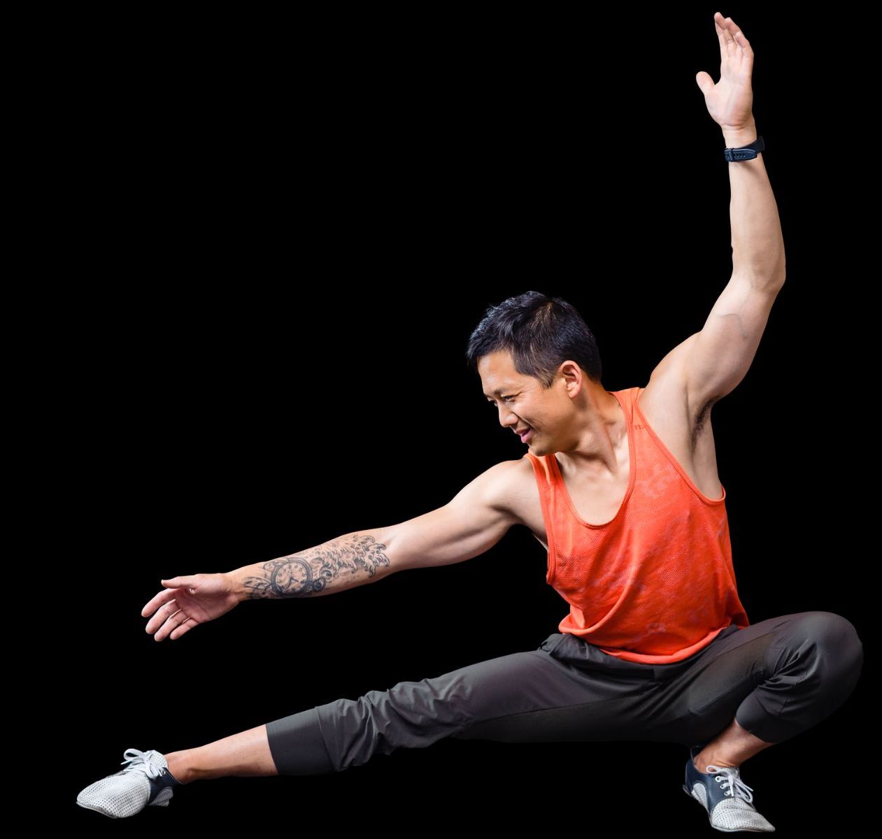 Matt Hsu in a deep cossack squat