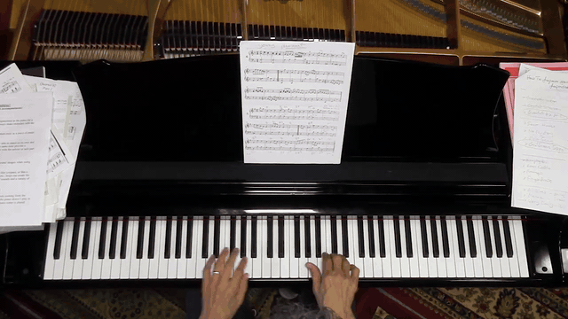 Overhead camera view of Chick Corea's hands on the piano, slowed to half speed