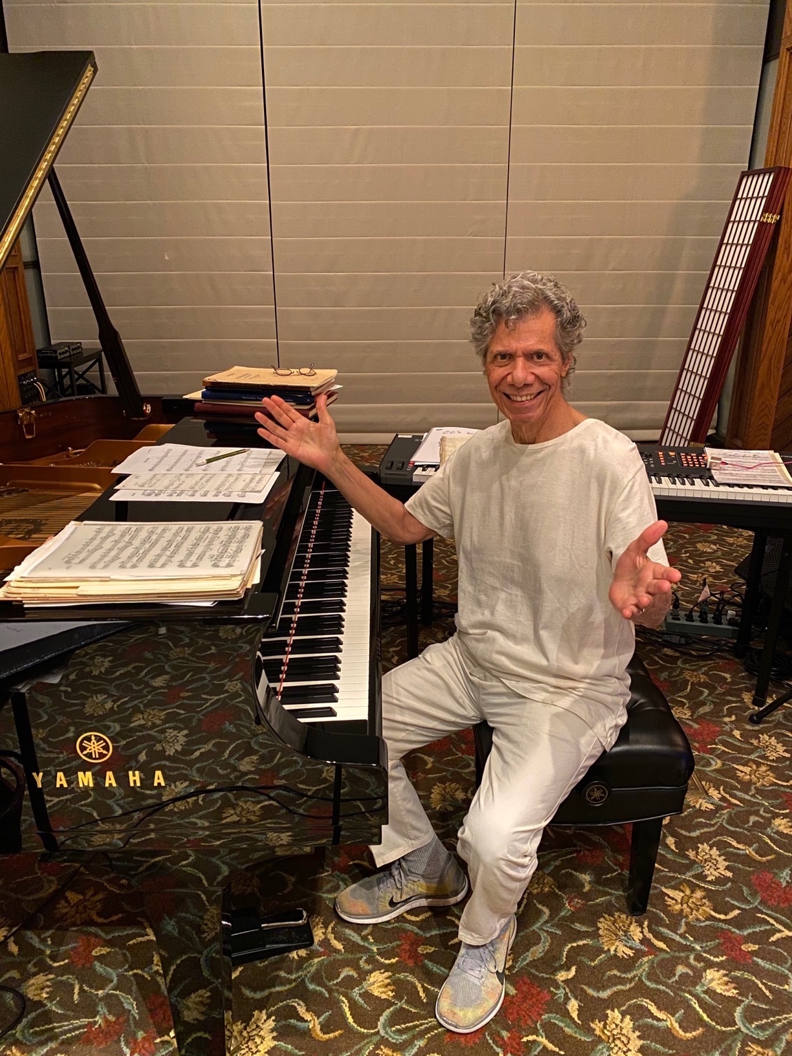Chick Corea at the piano in his studio