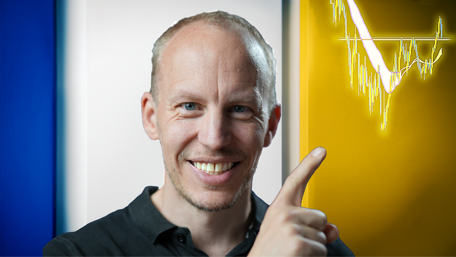 CTO Larsson pointing at charts showing trends