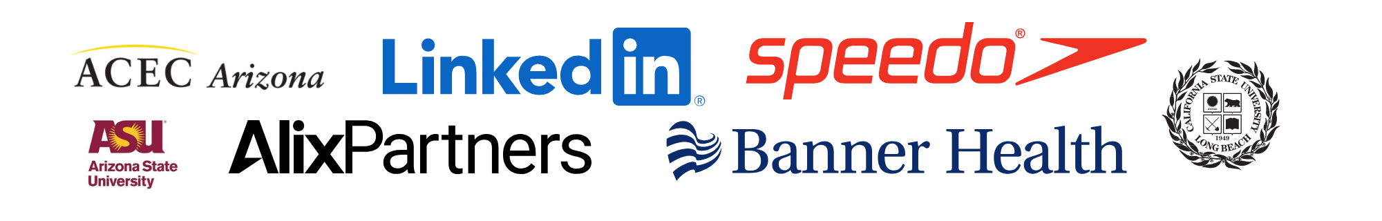Client organizations that have hosted Cassandra Thompson, including Banner Health, Speedo, and AlixPartners.