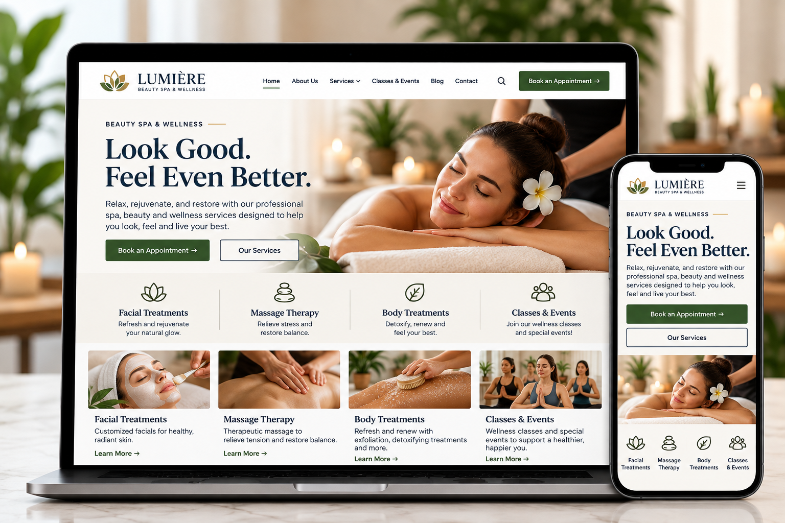Beauty Spa & Wellness Website  $600