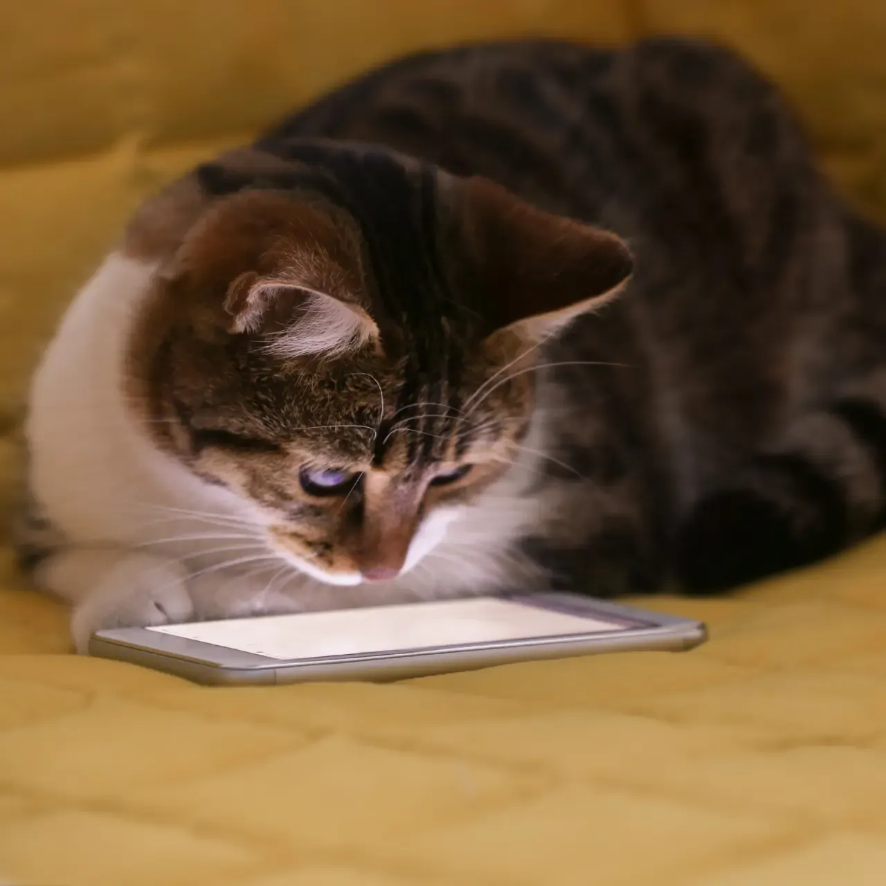 cat with mobile phone