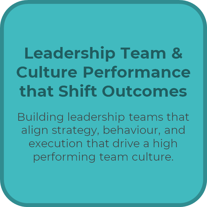 Leadership Team & Culture Performance that Shift Outcomes Building leadership teams that align strategy, behaviour, and execution that drive a high performing team culture .
