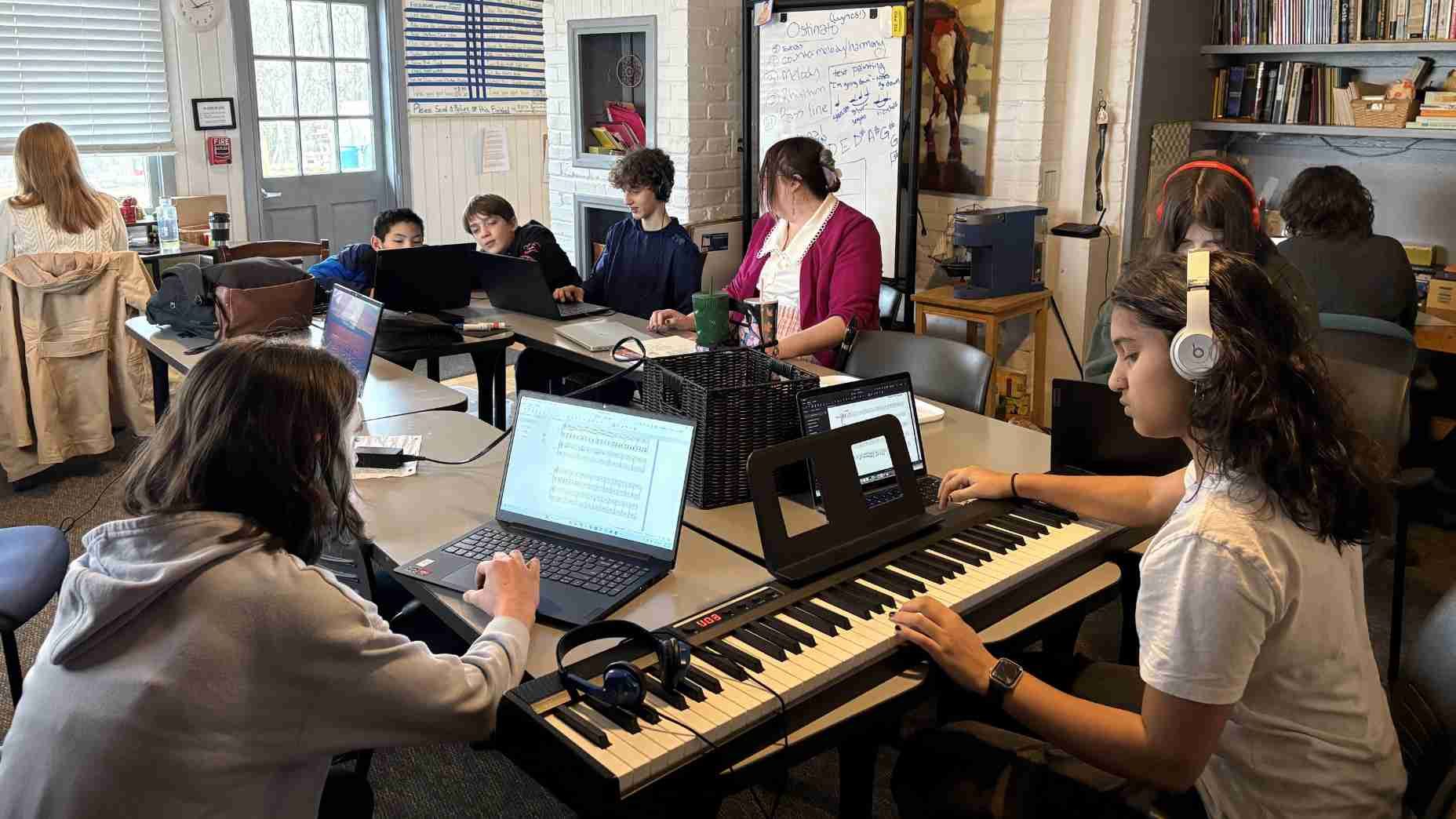 students learning Music Composition